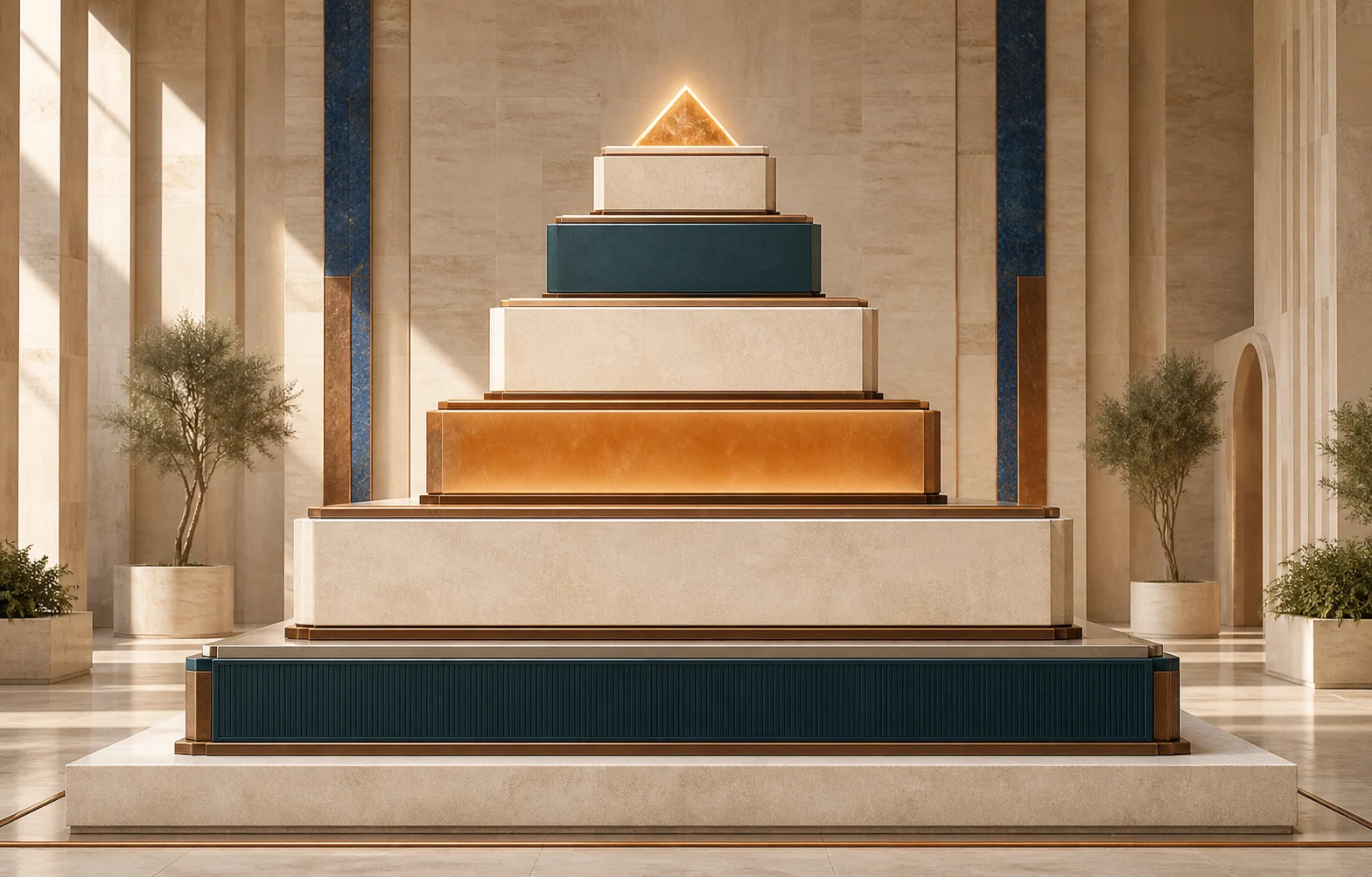 A six-stage architectural pyramid representing the Sparks Co-Creation Engine